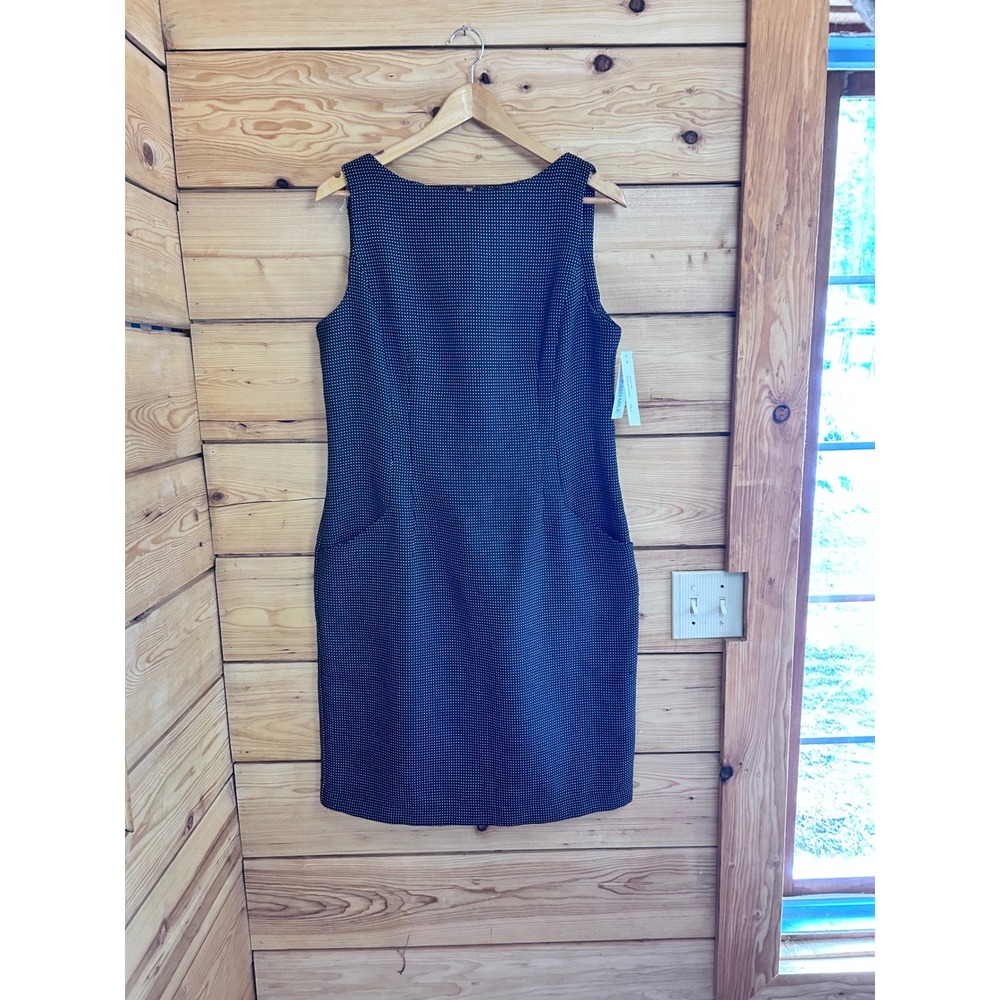 Shelby & Palmer Black White Polka Dot Sheath Dress Pockets Size 14 Washable NEW